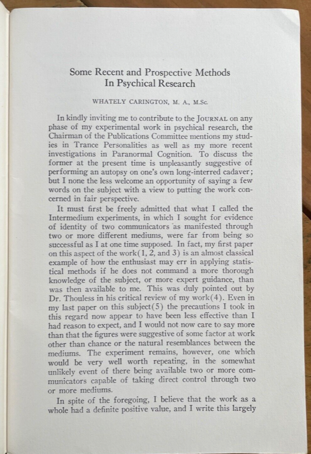 1942 JOURNAL OF AMERICAN SOCIETY FOR PSYCHICAL RESEARCH ASPR - TELEPATHY BIOLOGY