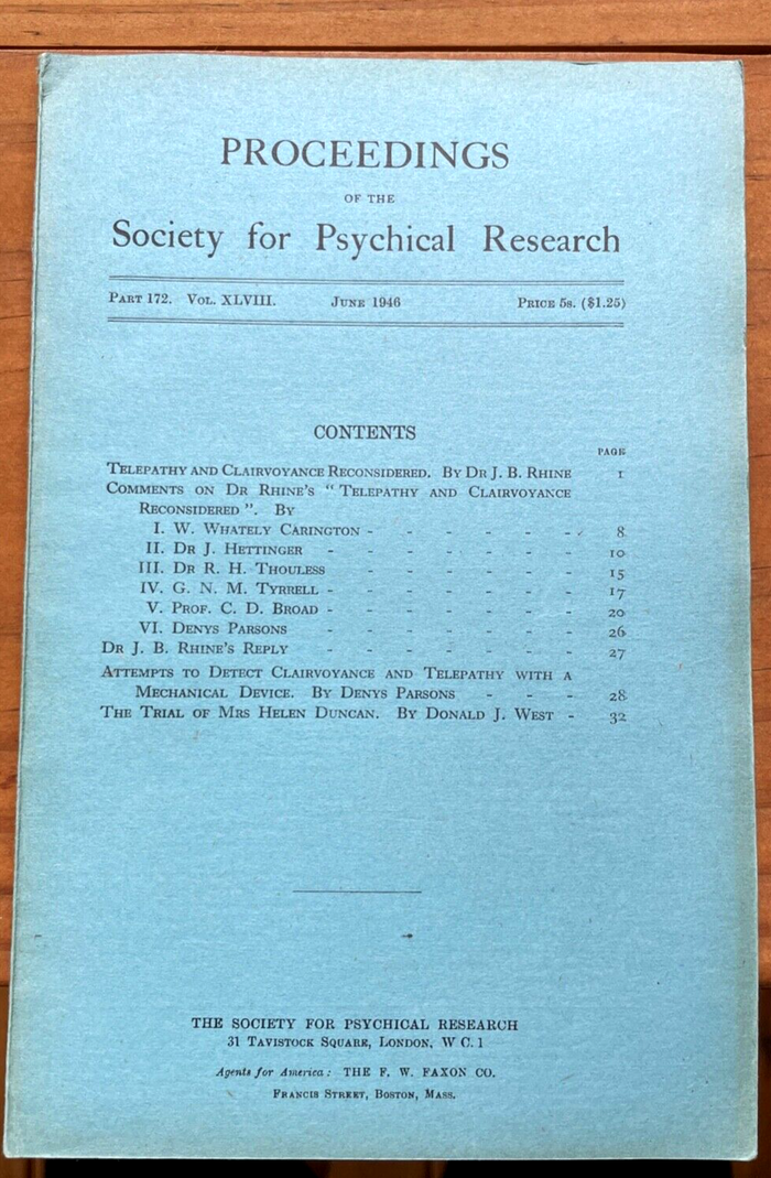 1945-1949 SOCIETY FOR PSYCHICAL RESEARCH - OCCULT DIVINATION ESP TELEPATHY
