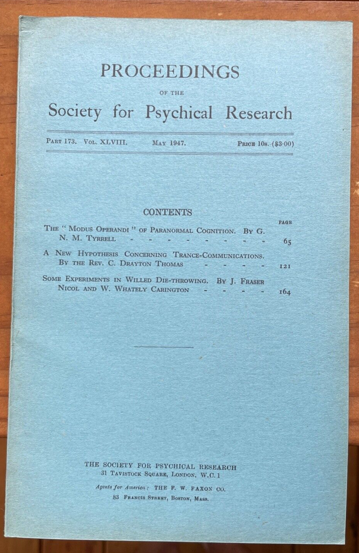 1945-1949 SOCIETY FOR PSYCHICAL RESEARCH - OCCULT DIVINATION ESP TELEPATHY