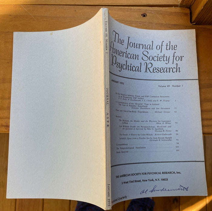 1975 JOURNAL OF AMERICAN SOCIETY FOR PSYCHICAL RESEARCH ASPR - ESP, OUT OF BODY