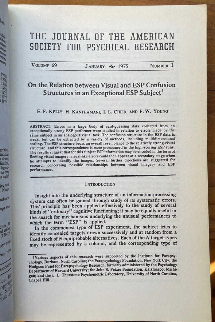 1975 JOURNAL OF AMERICAN SOCIETY FOR PSYCHICAL RESEARCH ASPR - ESP, OUT OF BODY