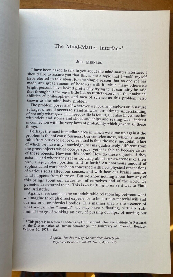1975 JOURNAL OF AMERICAN SOCIETY FOR PSYCHICAL RESEARCH ASPR - ESP PSYCHIC