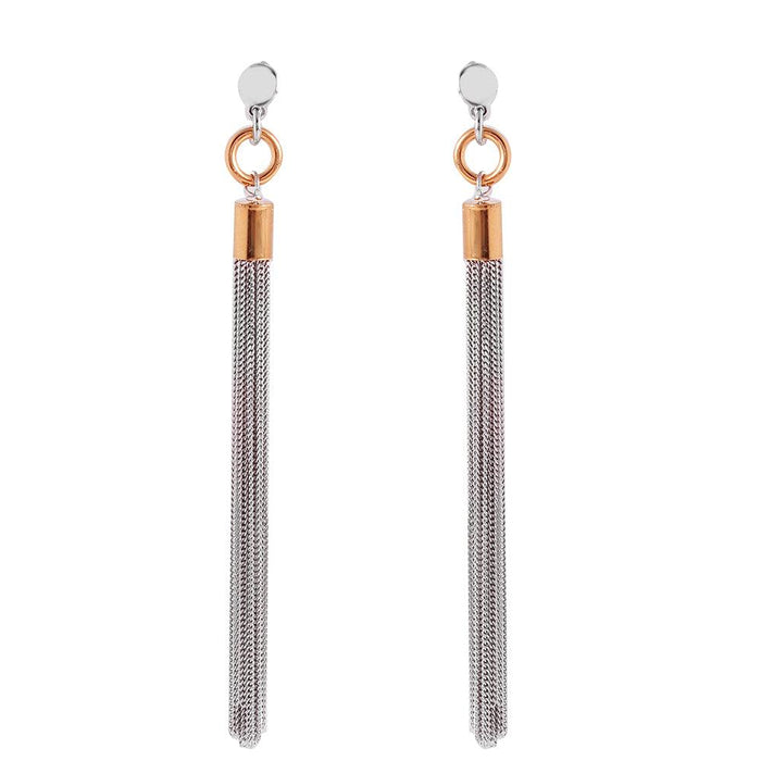 925 Sterling Silver Sleek Multi Chain Dangle Italian Earrings - ITE00073