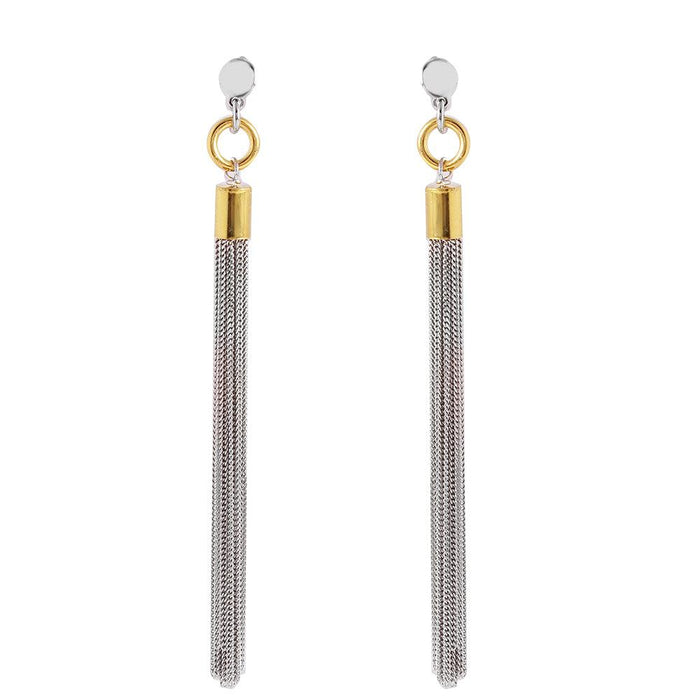 925 Sterling Silver Sleek Multi Chain Dangle Italian Earrings - ITE00073