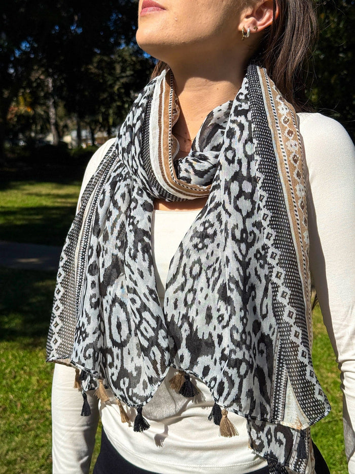 Scarves Australia Fashion Scarf Animal Print Scarf Black Beige