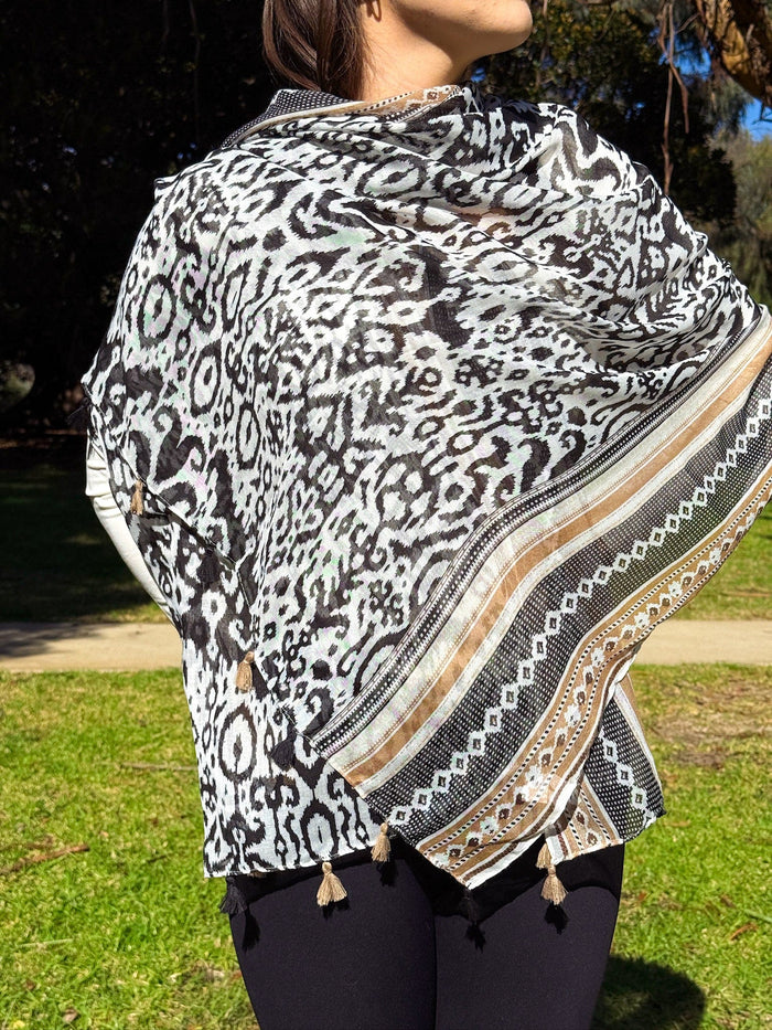 Scarves Australia Fashion Scarf Animal Print Scarf Black Beige