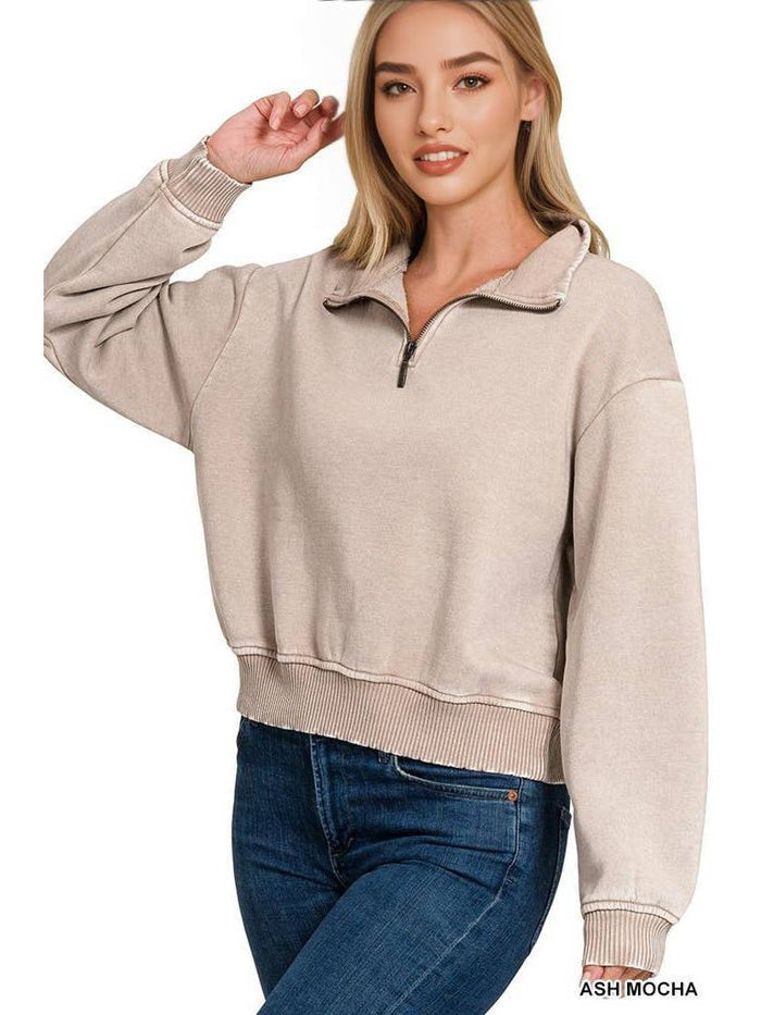 Around Town Half Zip Sweatshirt (multiple colors) - 260 Broadway Boutique