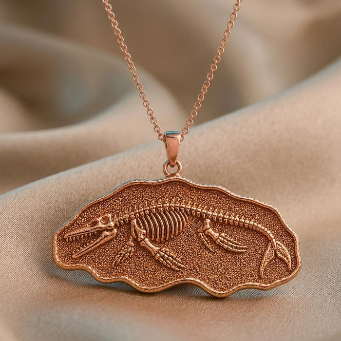 Rose Gold Plated close-up pendant on beige fabric