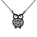 Silver 925 Black Rhodium Plated Multi-Colored Owl CZ Necklace - BGP01270 | Silver Palace Inc.