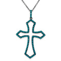 Silver 925 Black Rhodium Plated Open Turquoise Bead Heart Necklace - BGP01129 | Silver Palace Inc.