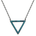 Silver 925 Black Rhodium Turquoise Stone Open Triangle Necklace - STP01545BP | Silver Palace Inc.
