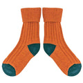 Catherine Tough - Unisex Recycled Silk Blend Ribbed Socks: Orange & teal - large