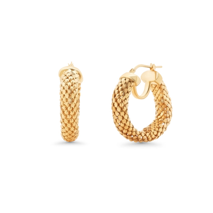 Clearance- 925 Silver Italian Mesh Hoop Earrings - ITE00060