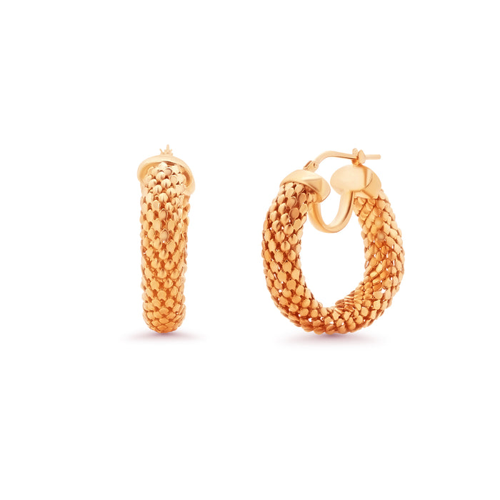 Clearance- 925 Silver Italian Mesh Hoop Earrings - ITE00060