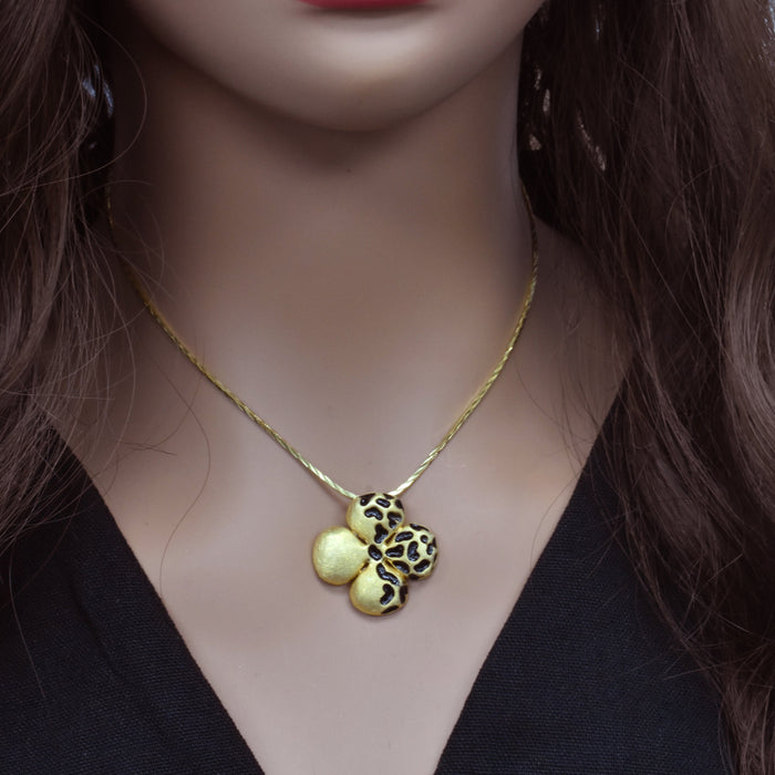 Clearance-Gold Plated 925 Sterling Silver Matte Finish Flower Pendant - SPP00010