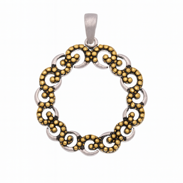 Clearance-High Polished 925 Sterling Silver Wreath Pendant -SPP00038