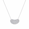 Clearance-Rhodium plated 925 Sterling Silver CZ Encrusted Bean Pendant Necklace - STP00057