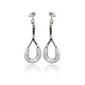 Closeout-Silver 925 Black Rhodium Plated Dangling Horse Shoe Design Mesh Stud Earrings - ITE00050BLK | Silver Palace Inc.