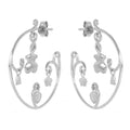 Closeout-Silver 925 Rhodium Plated Figure Round Hook Earrings - STE00521 | Silver Palace Inc.