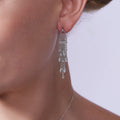 Silver 925 Rhodium Plated Marquis CZ Wire Dangling Chandelier Earrings - STE00438 | Silver Palace Inc.