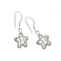 Closeout-Silver 925 Rhodium Plated Open Star Dangling Hook Earring - BGE00042 | Silver Palace Inc.