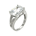 Closeout-Silver 925 Rhodium Plated Rectangular CZ Ring - STR00253 | Silver Palace Inc.