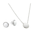 Silver 925 Rhodium Plated White Round Stone Stud Earring and Necklace Set - BGS00443 | Silver Palace Inc.