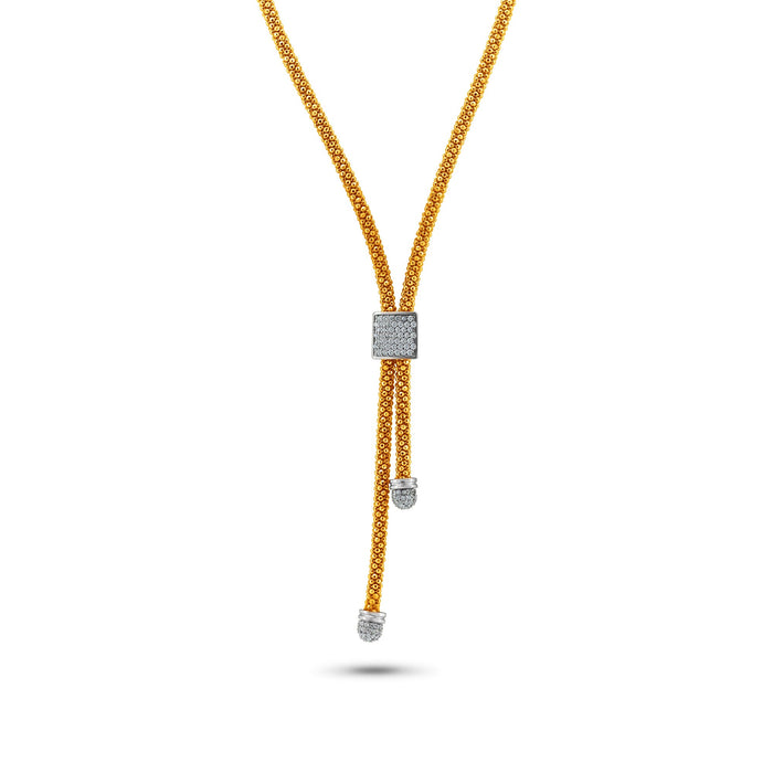 Clearance-Silver 925 Rose Gold and Rhodium Plated Italian Necklace - ITN00106RGP