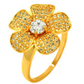 Clearance-Silver 925 Rose Gold Plated Clear Micro Pave CZ Flower Ring - BGR00610