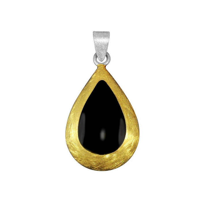 Closeout-Silver Two-Toned Teardrop Pendant - PE 640347 | Silver Palace Inc.