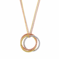 Clearance-Three-Tone Plated 925 Silver Triple Interlaced CZ Rings Necklace - BGP00933
