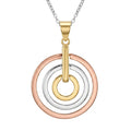 Clearance-Tri Color 925 Sterling Silver Graduating Circular Pendant Necklace - STP00413