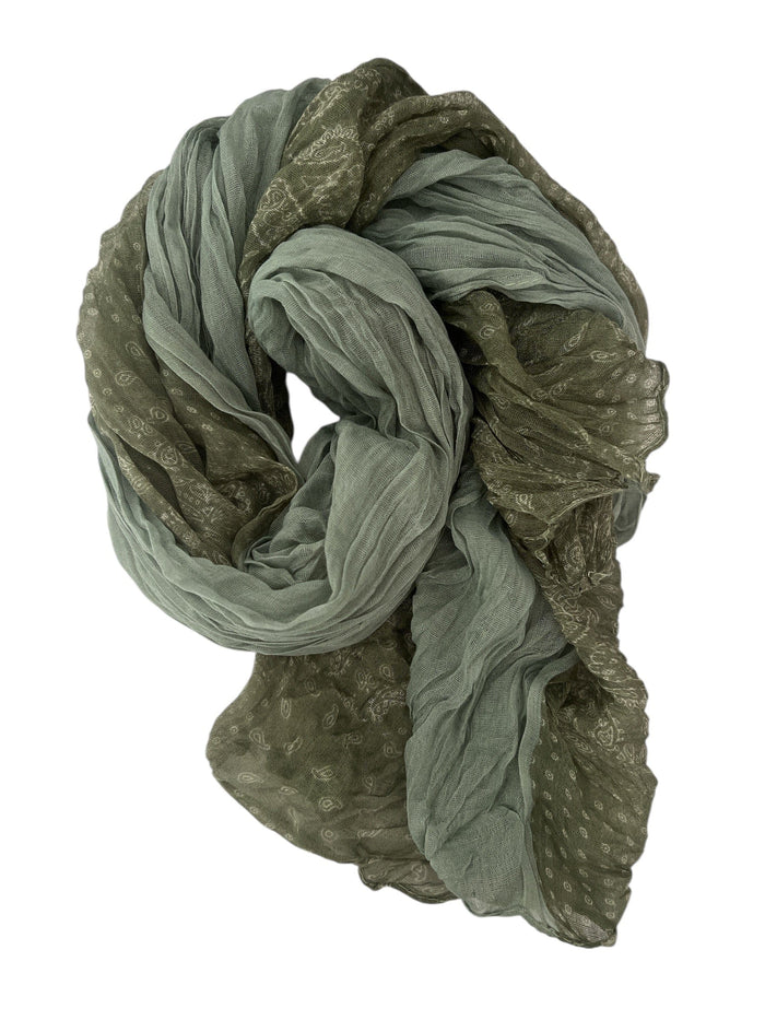 Scarves Australia Fashion Scarves Cotton Crinkle Scarf - Sage Green  Paisley