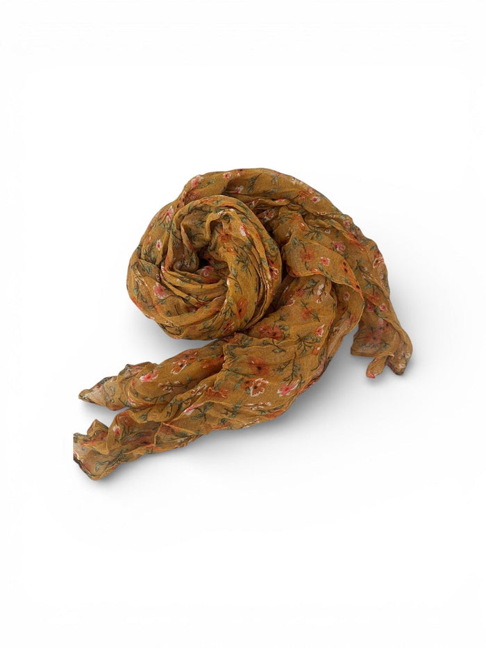 Scarves Australia Fashion Scarves Floral Crinkle Scarf - Warm Mustard