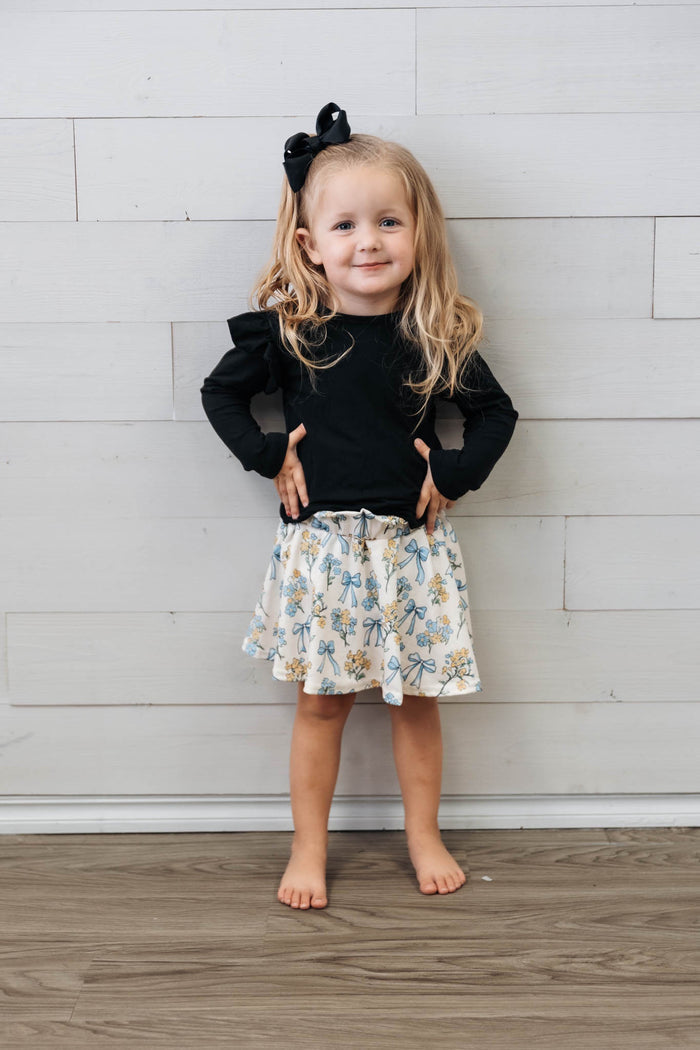 Girl's Yellow Flowers Twirl Skirt