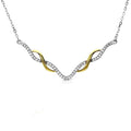 Silver 925 Gold and Rhodium Plated Interlinked V-Shape Necklace with CZ - BGP01172 | Silver Palace Inc.