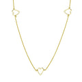 Silver 925 Gold Plated 5 Open Heart Necklace - DIN00018GP | Silver Palace Inc.