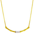Silver 925 Gold Plated Bamboo Pendant Necklace with CZ - BGP01276 | Silver Palace Inc.