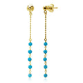 Silver 925 Gold Plated Bead Chain with Dropped Turquoise Beads - DIE00007GP | Silver Palace Inc.