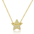 Silver 925 Gold Plated Engravable Star Shaped Necklace with CZ - DIN00079GP | Silver Palace Inc.