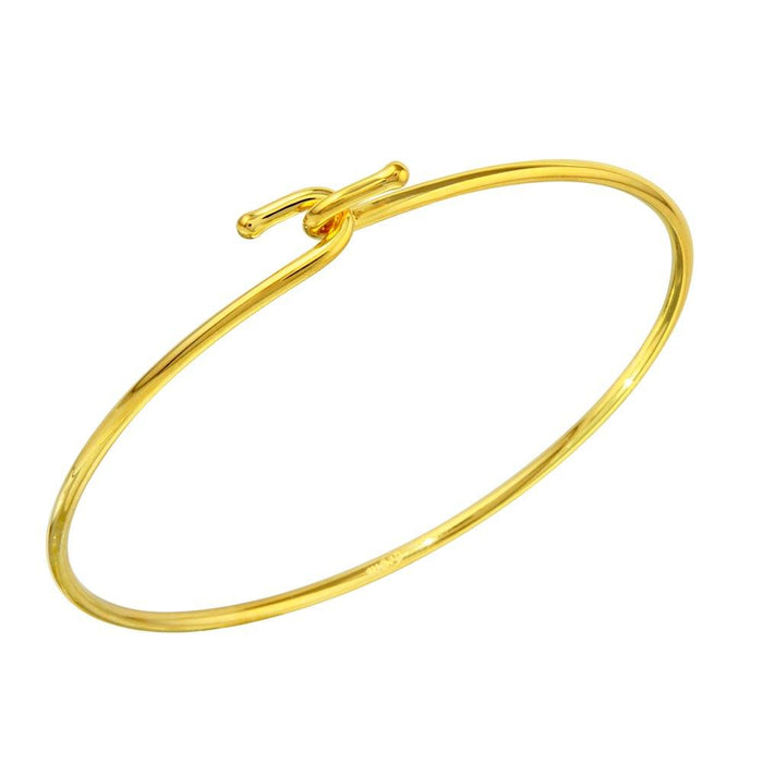Silver 925 Gold Plated Hook Bangle - DIB00004GP | Silver Palace Inc.