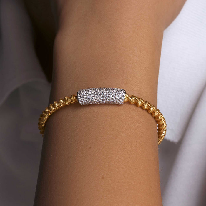 Gold Plated 925 Sterling Silver Italian Bracelet with CZ - ITB00095GP