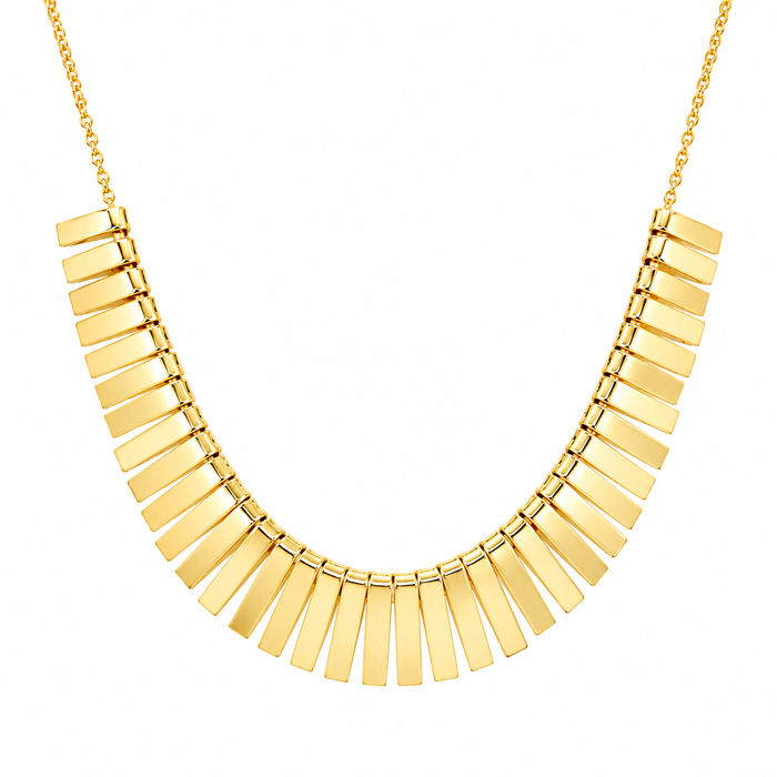 Gold Plated 925 Sterling Silver Multi Flat Bar Accent Necklace - DIN00093GP
