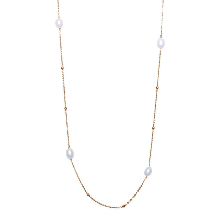 Silver 925 Gold Plated Necklace with Freshwater Pearls and Beads - ECN00028GP | Silver Palace Inc.