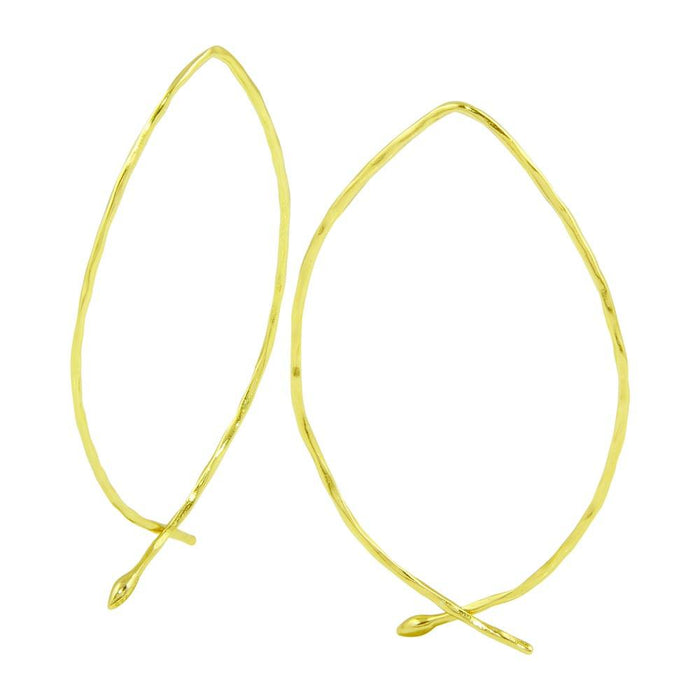 Silver 925 Gold Plated Pull-Through Earrings - STE01103GP | Silver Palace Inc.