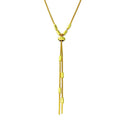 Silver 925 Gold Plated Round Bar Tassel Necklace with Adjustable Ring - ARN00034GP | Silver Palace Inc.