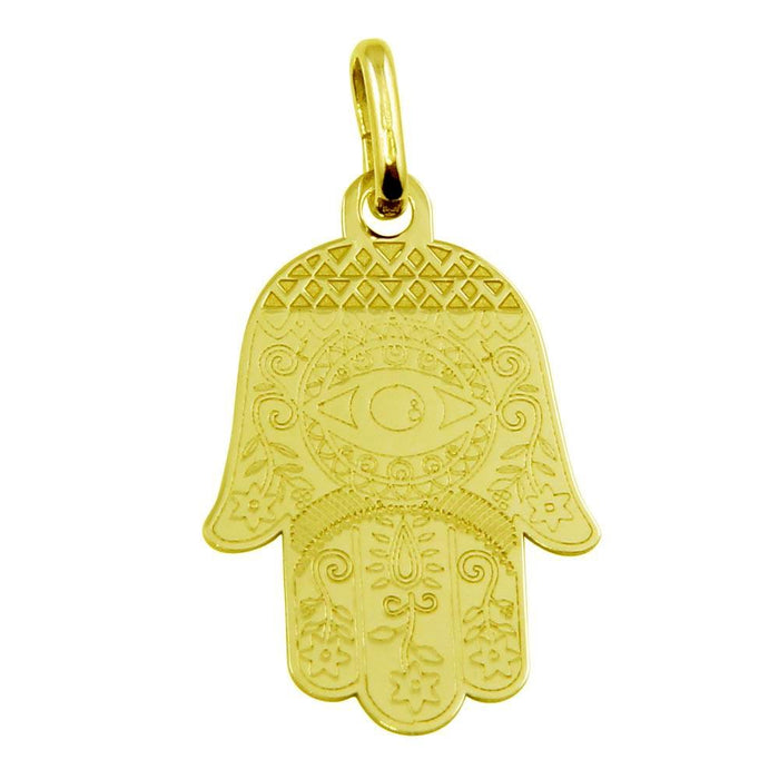 Silver 925 Gold Plated Small Hamsa Pendant - ECP00007GP | Silver Palace Inc.