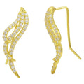 Silver 925 Gold Plated Wing Earrings with CZ - GME00039GP | Silver Palace Inc.