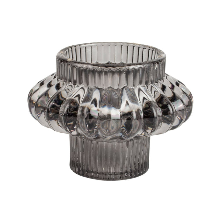 Grand Illusions - Glass Candleholder Large Duo / Grey