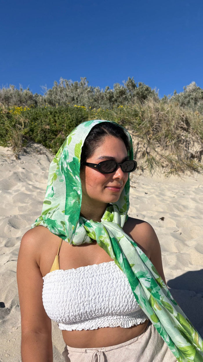 Scarves Australia Fashion Scarf Green Scarf - Floral Leaves